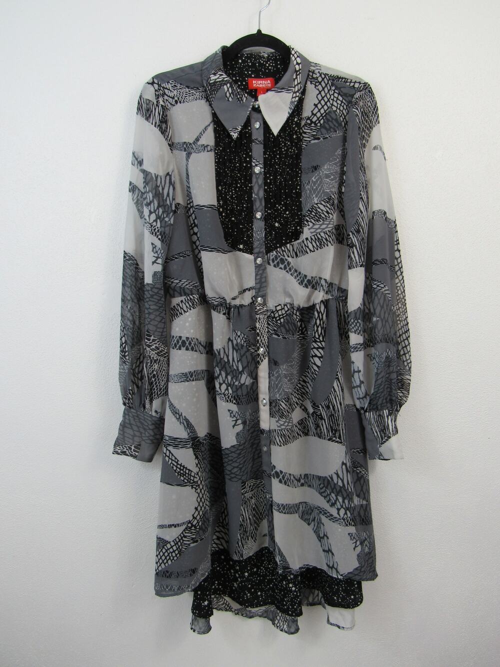 Kirna Zabete At Target Large Patchwork Mixed Print Blouson Dress Black White